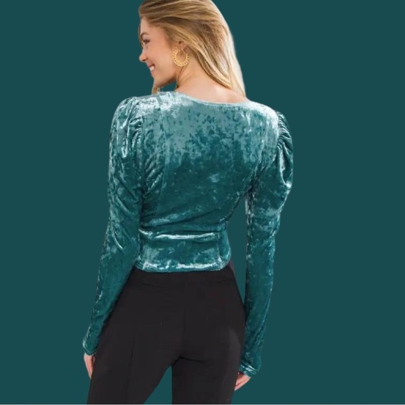 Flying Tomato Teal Crushed Velvet Top - Picture 2 of 8